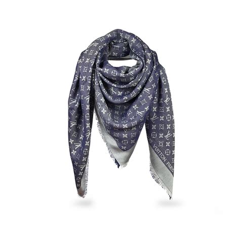 louis vuitton monogram scarf blue|Louis Vuitton scarf monogram shawl.